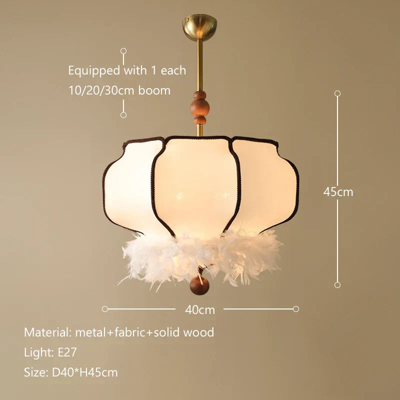 DecorBites™ French Vintage Fabric Chandelier Pendant Lamp - LED Hanging Light for Home and Restaurant
