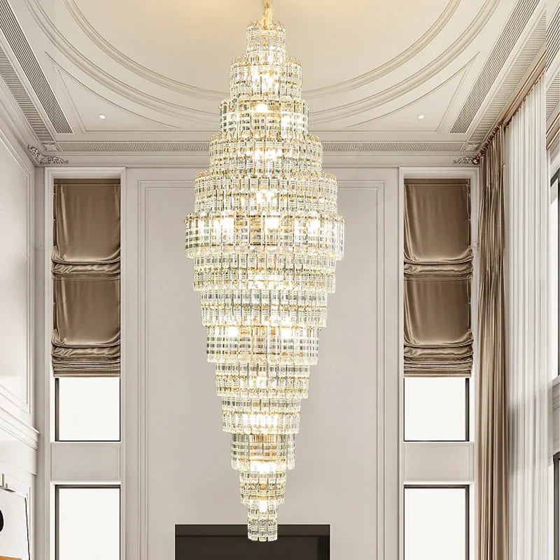 Decorbites crystal duplex chandelier luxe tiered living room light