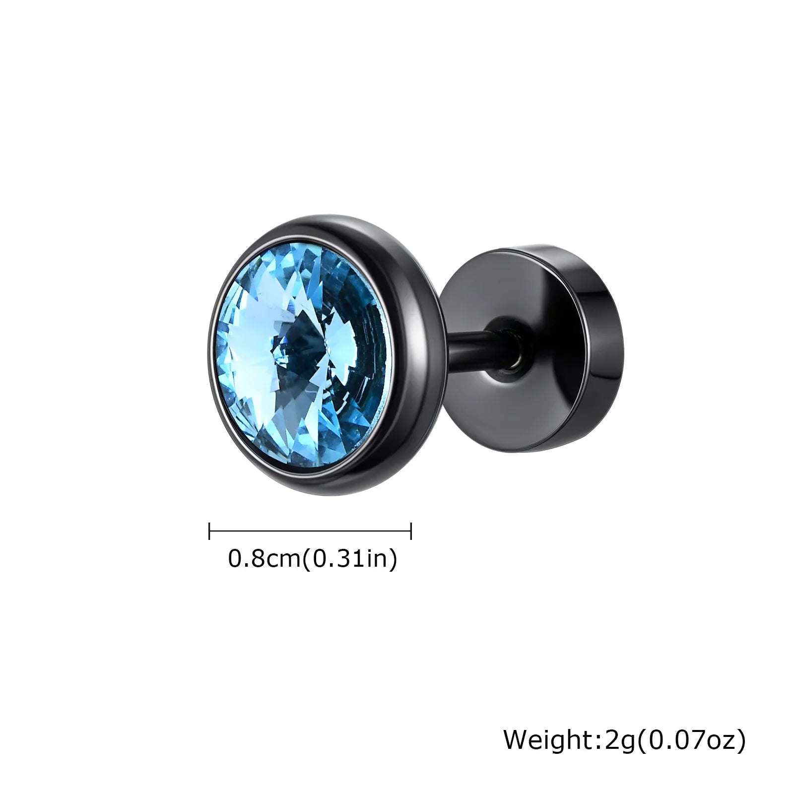 Stainless Steel Men’s Earrings | 8mm Multi-Faceted Screw Back Stud
