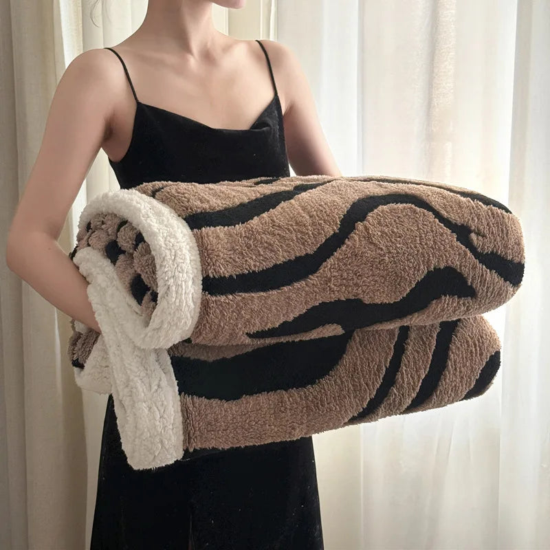 DecorBites™ Leopard Print Double Layered Wool Blanket-Irresistibly Soft & Warm