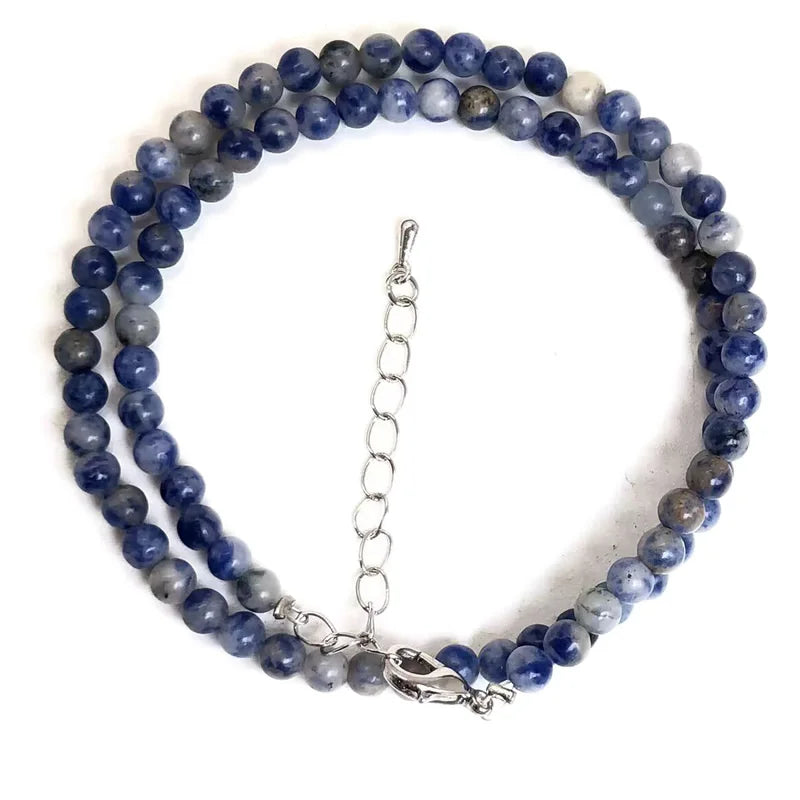 Natural Stone Bead Adjustable Necklace | Agate Opal Tigers Eye Quartz Crystal Jewelry
