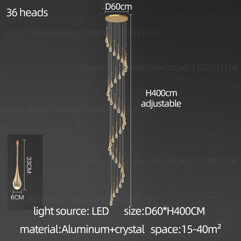 Modern gold decorbites crystal chandelier for living room staircase