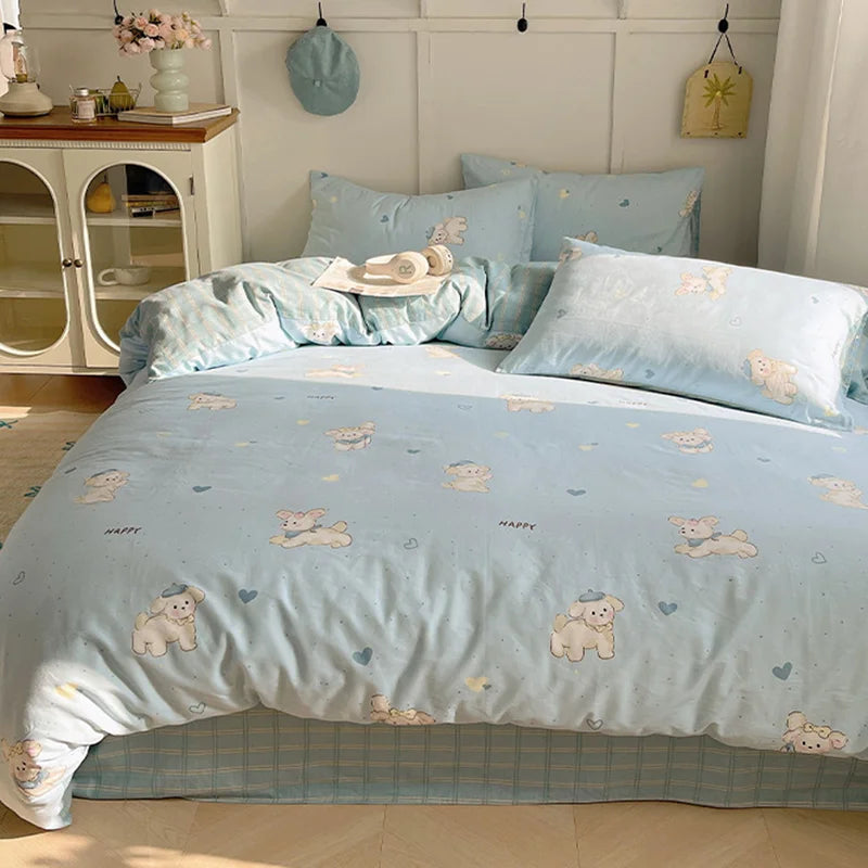 DecorBites™ Cotton Cartoon Printed Bedding Set for All Seasons