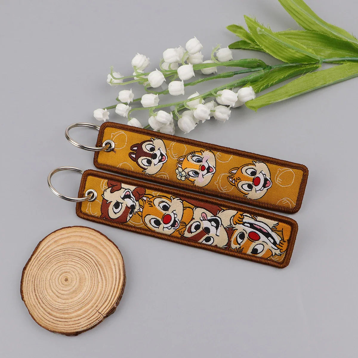 Cartoon Squirrel Embroidery Key Tag | Cute Keychain for Car and Bag