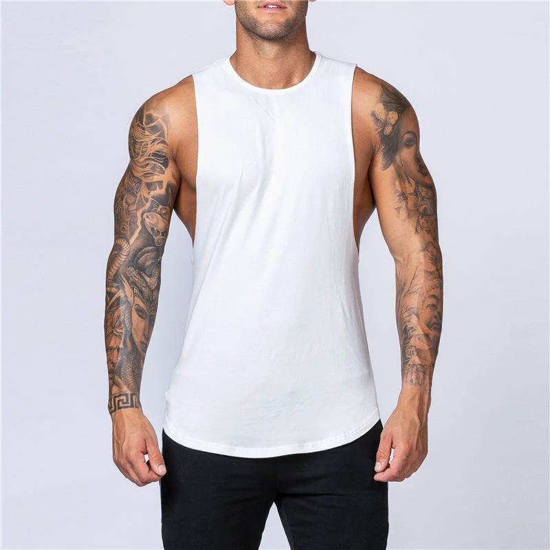 Men's Gym Clothing Summer Fitness Cotton Tank Top Men Jogging Bodybuilding Sleeveless Shirt Breathable O-Neck Casual Muscle Vest