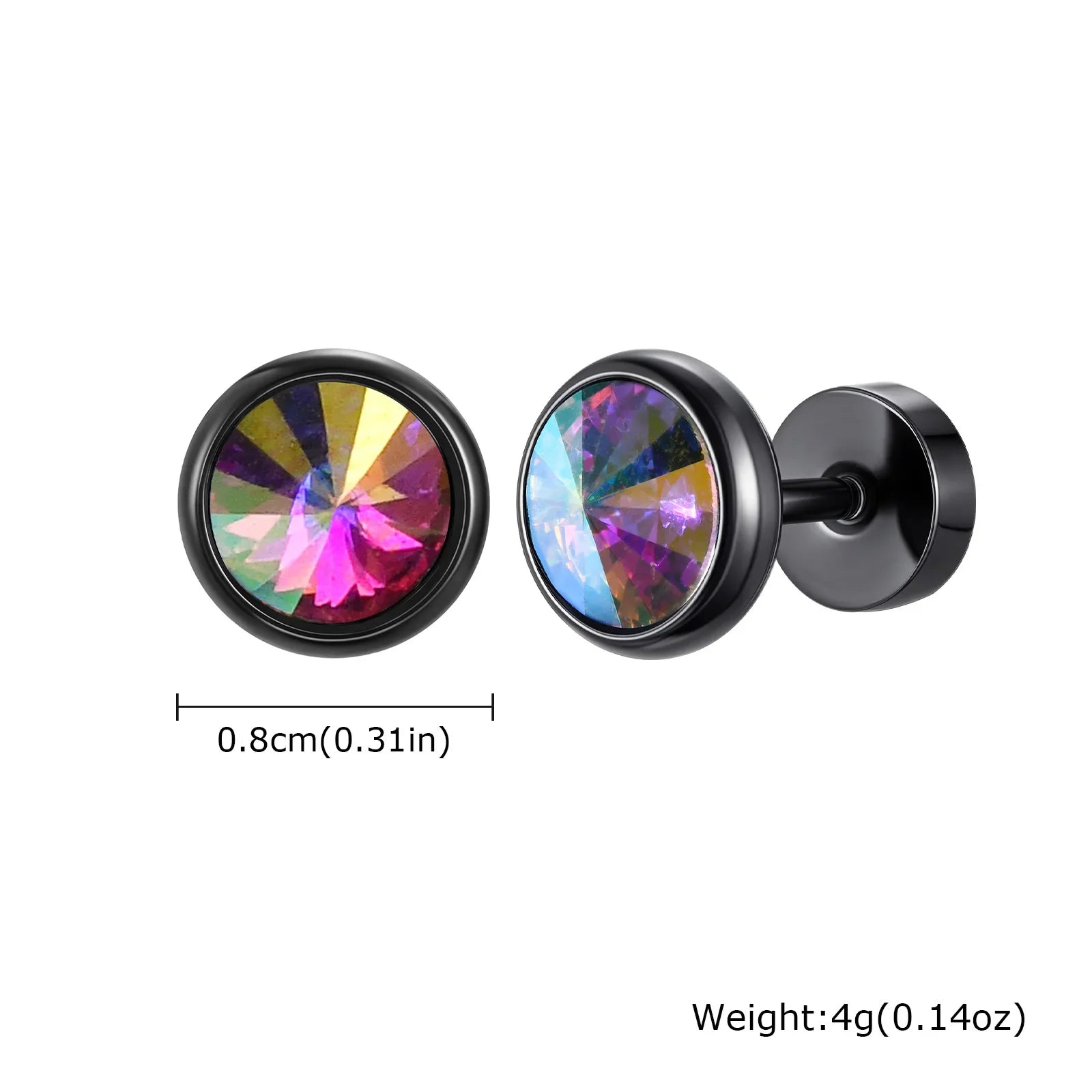 Stainless Steel Men’s Earrings | 8mm Multi-Faceted Screw Back Stud