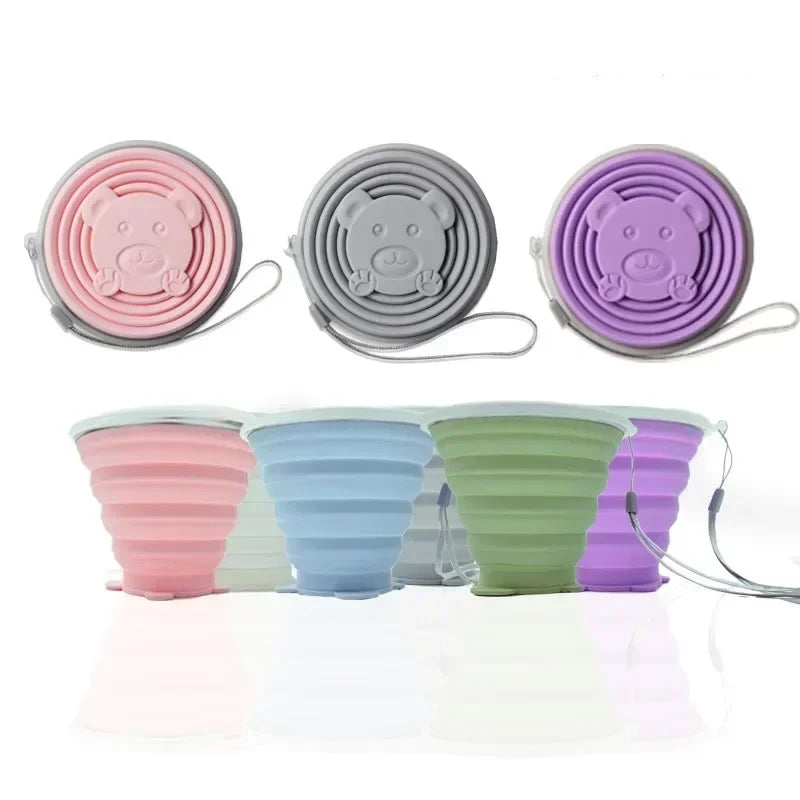 180ml Silicone Folding Travel Cup | Portable Collapsible Mug with Lid