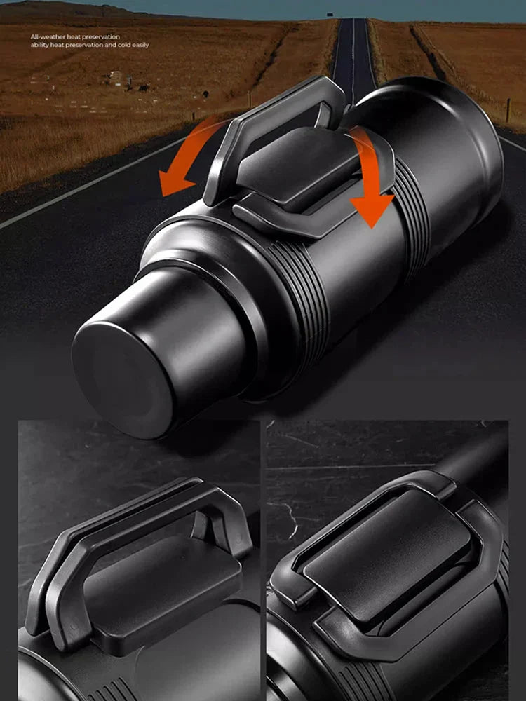 DecorBites™ 2000ML Glass Liner Insulated Kettle with Folding Handle Thermos Cup