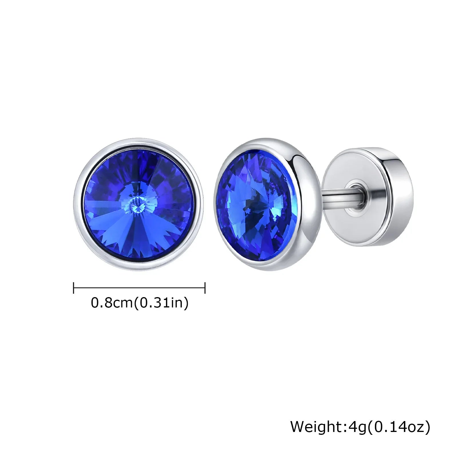 Stainless Steel Men’s Earrings | 8mm Multi-Faceted Screw Back Stud