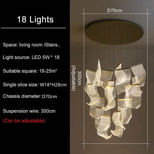 DecorBites™ LED Ceiling Chandelier Stairs Pendant Lamp Modern Novelty Lighting Living Room Dining Room