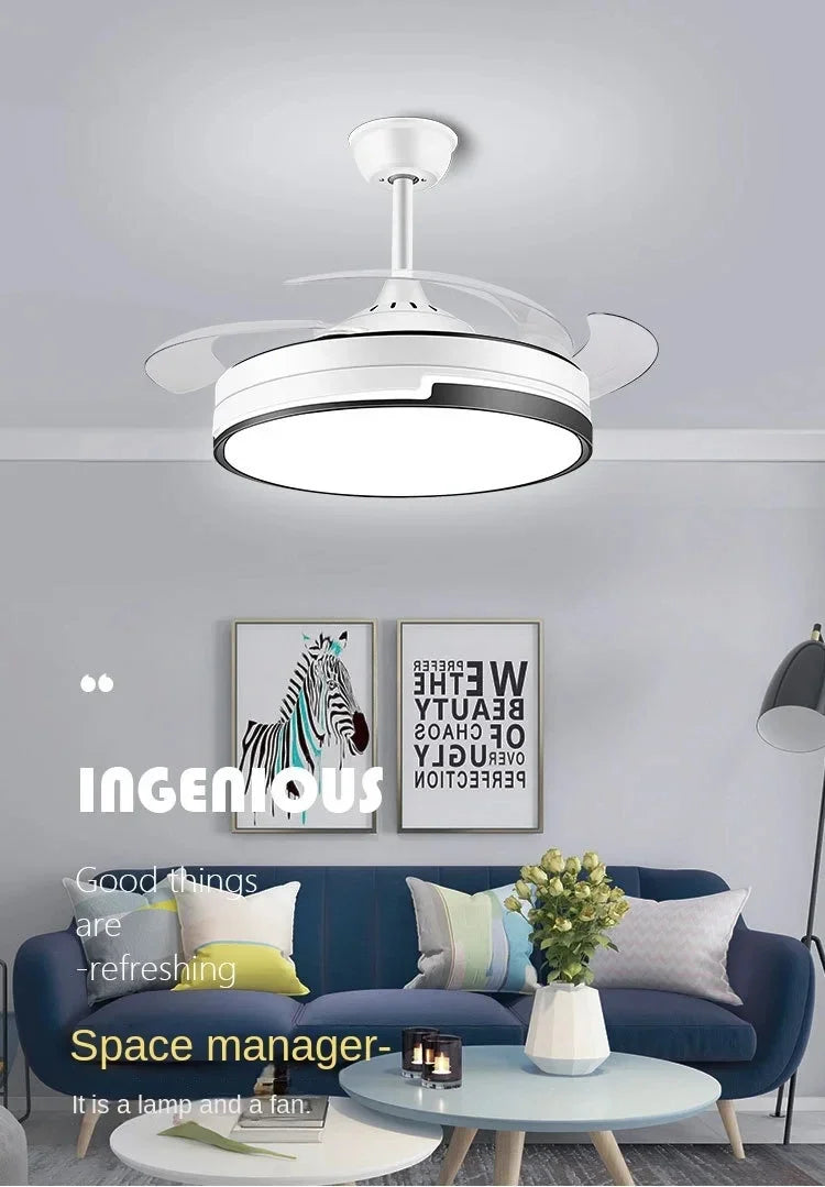 DecorBites™ Copper Ceiling Fan with Energy-saving Lighting, Modern Style, 6-speed Variab