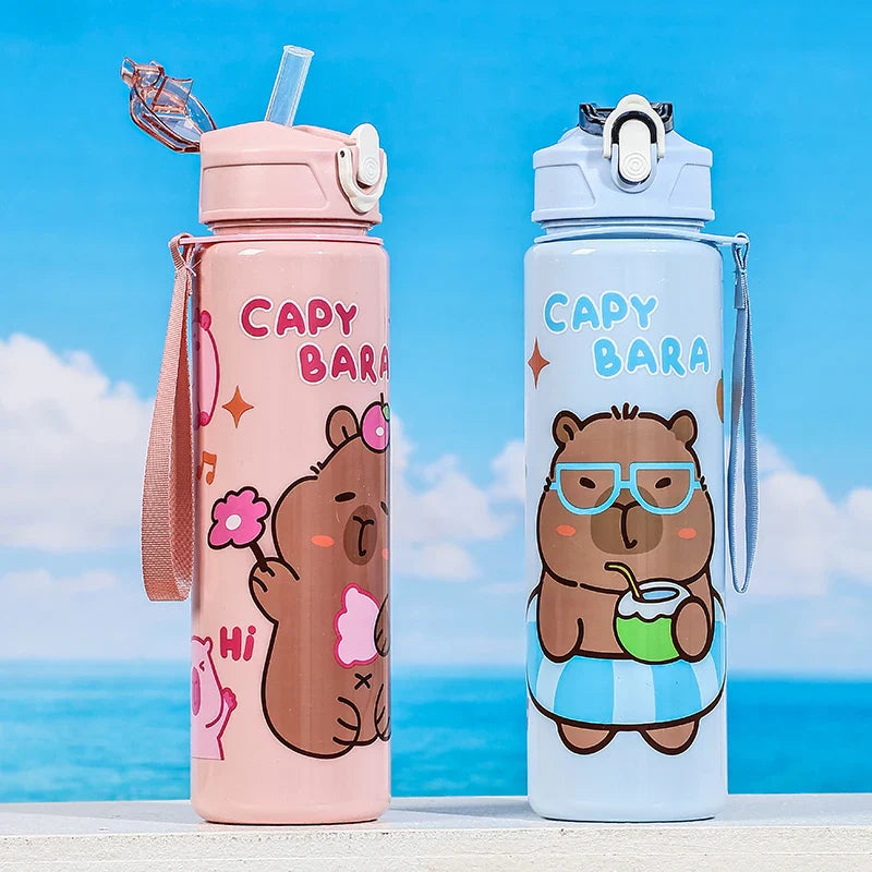 Large-Capacity Capybara Straw Cup | Cute Portable Sports Water Bottle for Outdoor Activities