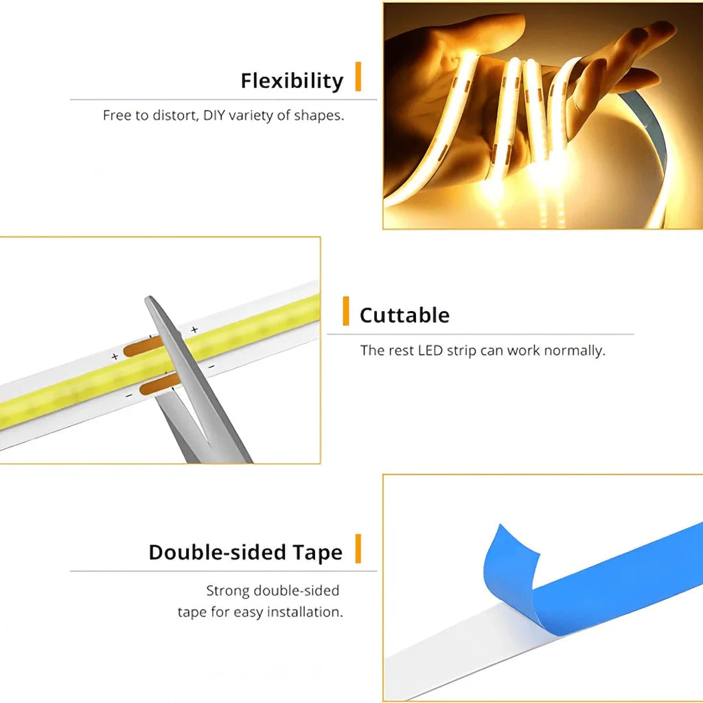 LED COB USB Strip Light – Touch Dimmer Indoor Lighting