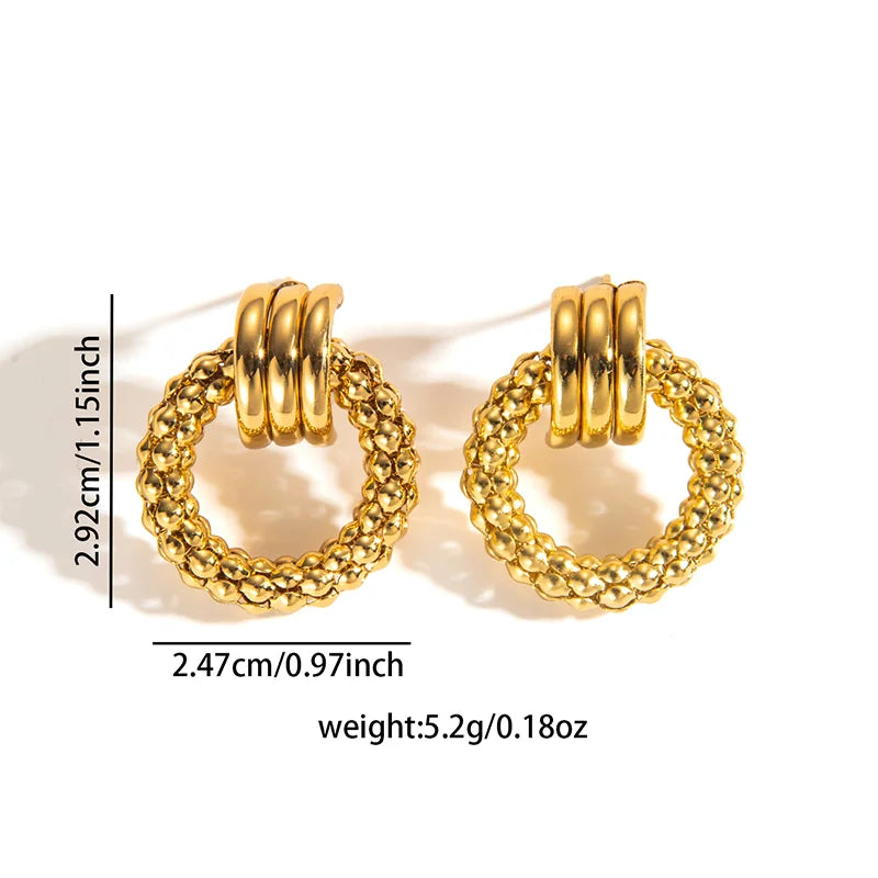 Stainless Steel Circular Splicing Earrings | Modern Geometric Drop Earrings