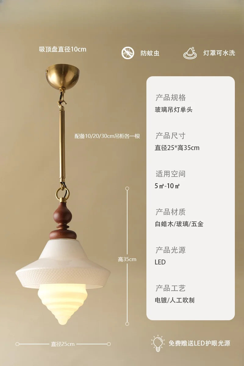 DecorBites™ Gold Lustre Glass Pendant Lights LED E27 Vintage Design Classic for Bedroom Kitchen Island