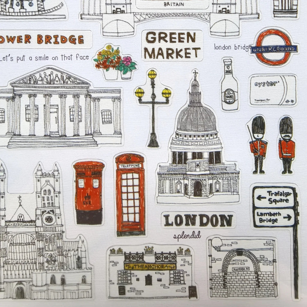 Creative London Vacation Stickers Set | Scrapbook and Diary Decoration Kit