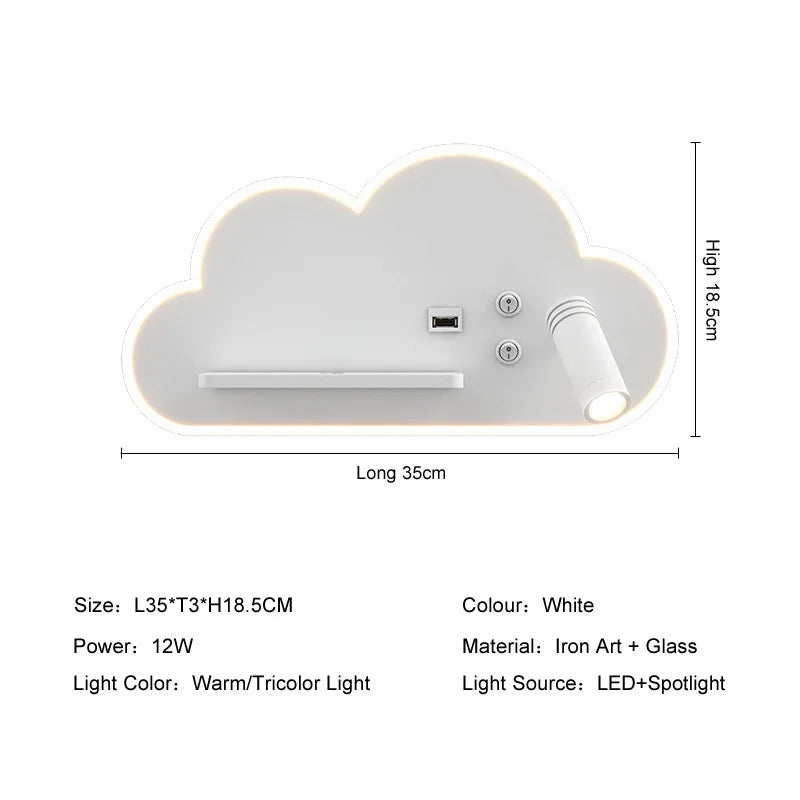 DecorBites™ LED Bed Lamp with Wireless Phone Charging and USB, Multi-Function Wall Light