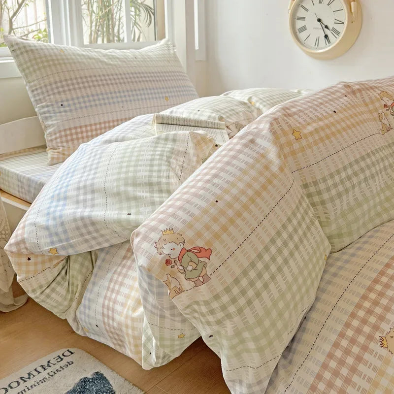 DecorBites™ Cotton Printed Student Bedding Set - All Seasons Queen Single Comforter Cover Set