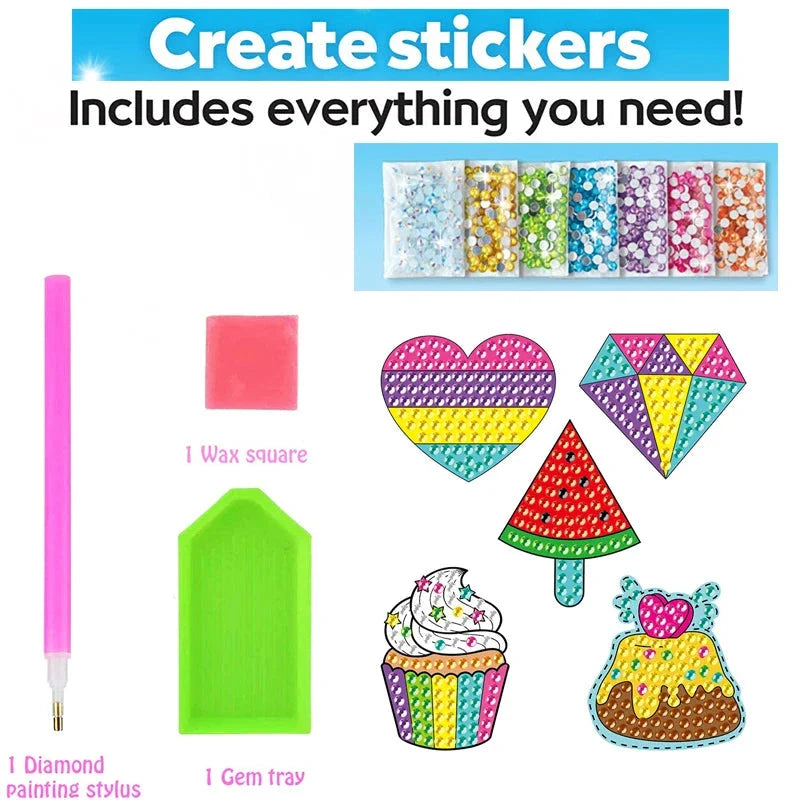 Big Gem Diamond Painting Kit - DIY Mosaic Art & Sticker Craft for Kids