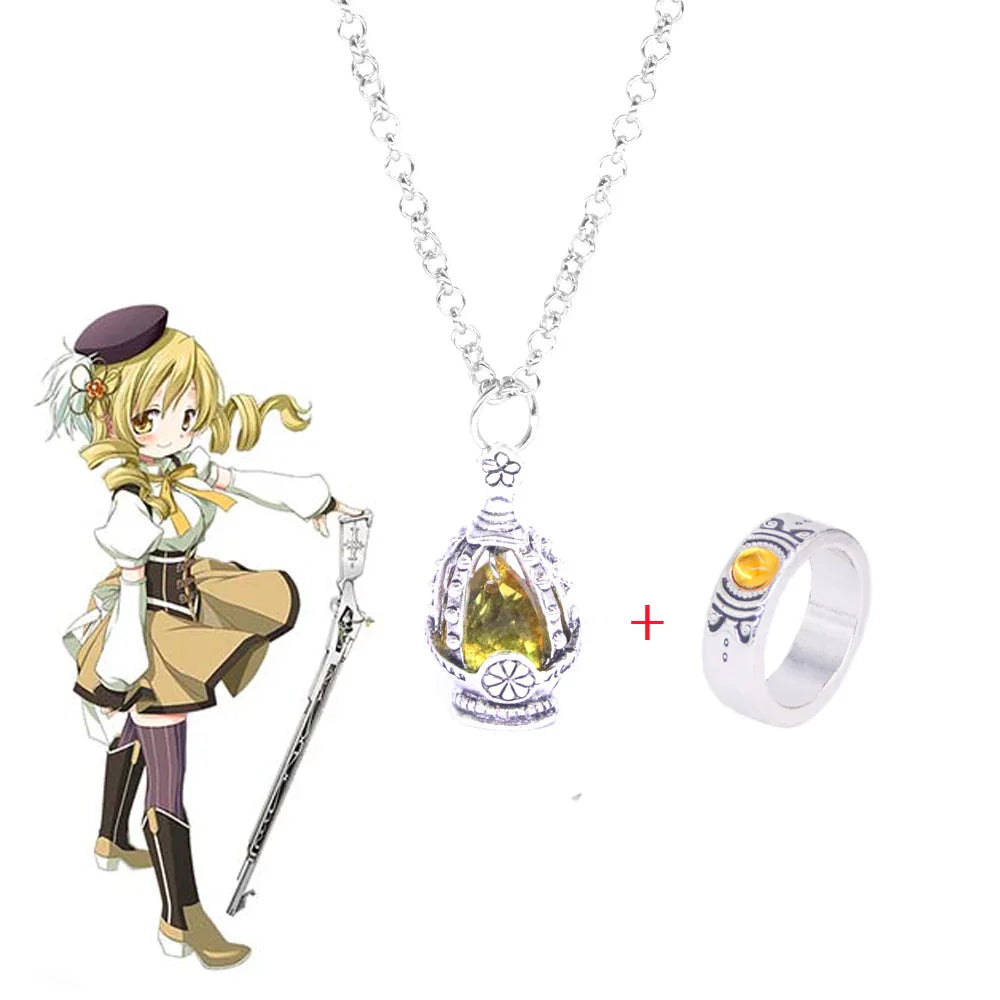 Madoka Magica Soul Gem Necklace Set | Kaname Madoka Mami Pendant Jewelry
