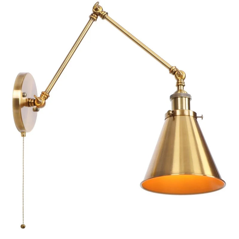 DecorBites™ LED Long Arm Wall Lamp with Pull Chain Switch for Home Hotel Bathroom