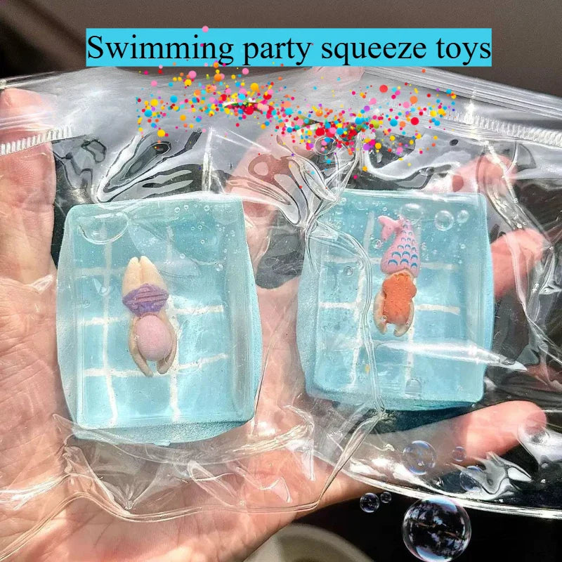 Swimming Pool Squeeze Toys | Stress Relief Mochi Squishy Fidget Toy