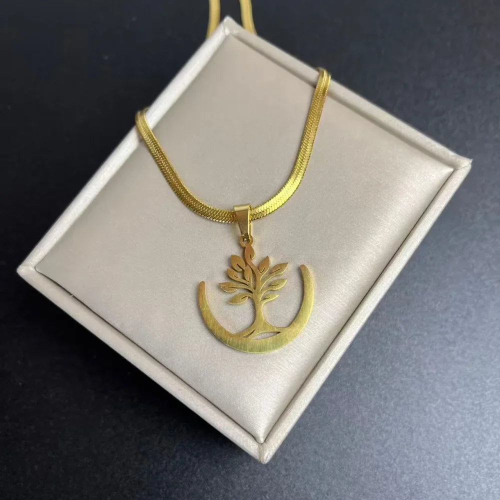 Tree of Life Pendant Necklace | Stainless Steel Family Tree Jewelry for Men and Women