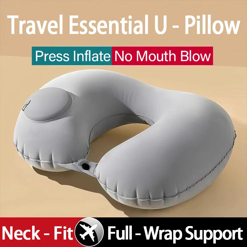 U-Shape Inflatable Travel Pillow | Portable Neck Support for Flight and Commute