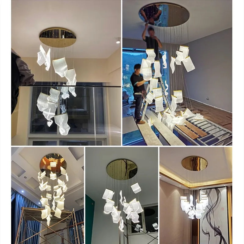 DecorBites™ LED Ceiling Chandelier Stairs Pendant Lamp Modern Novelty Lighting Living Room Dining Room
