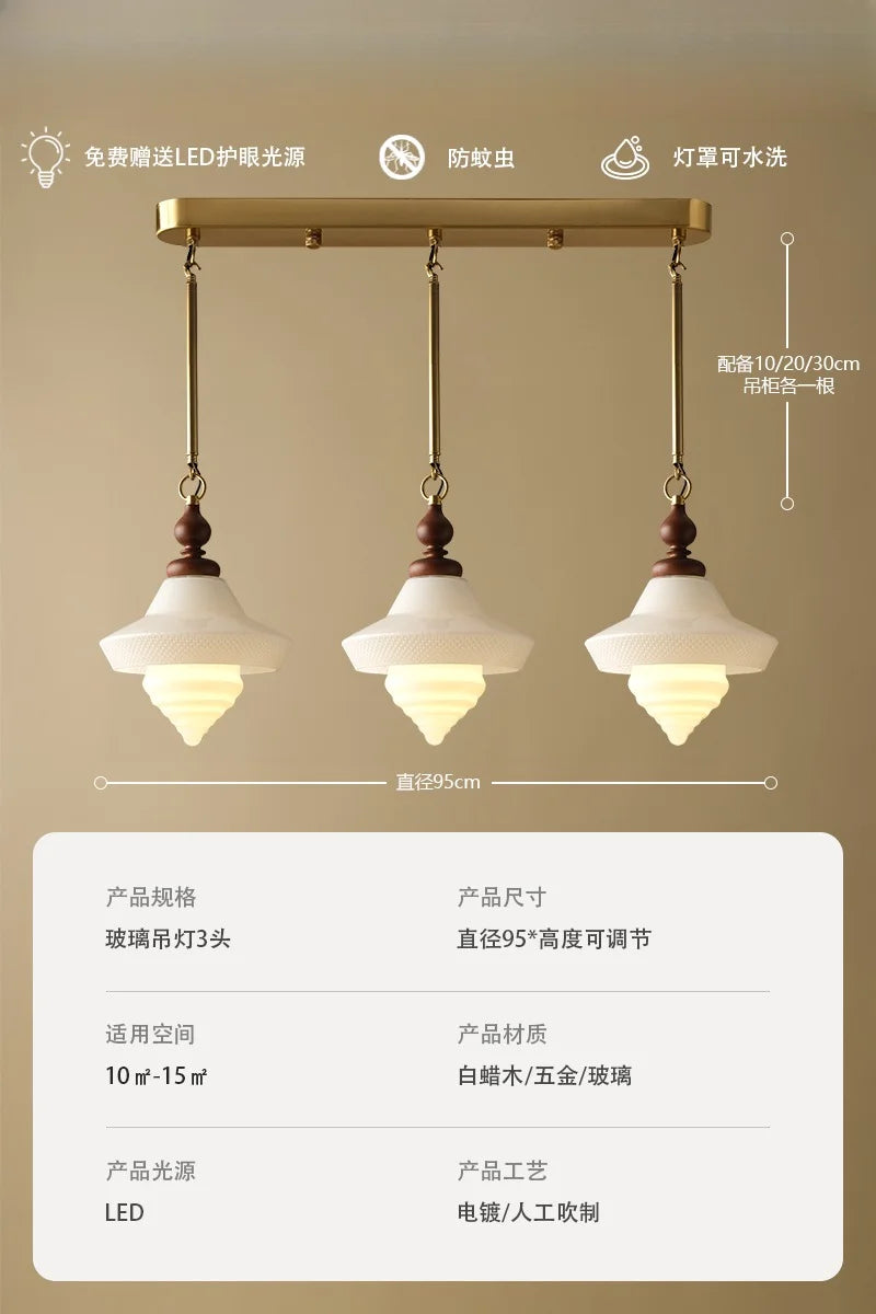 DecorBites™ Gold Lustre Glass Pendant Lights LED E27 Vintage Design Classic for Bedroom Kitchen Island