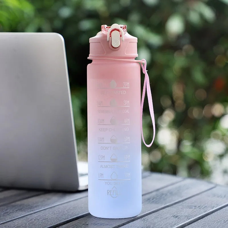 WRELS 900ml Sports Water Bottle with Time-Tracking Straw | Leak Proof Hydration Companion