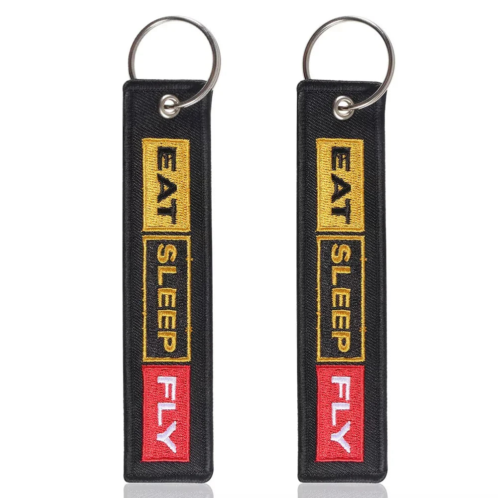 5 PCs Embroidery Eat Sleep Fly Keychains Key Ring | Aviation Pilot Gift Set