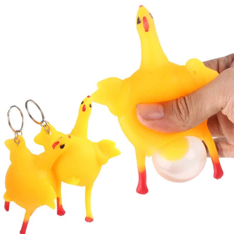 Squeeze Laying Egg Chicken Toy Keychain | Funny Antistress Fidget Gift