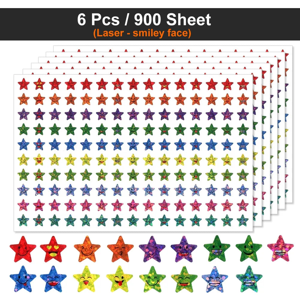 Happy Face Star Sticker Pack | Reward Stickers for Kids, DIY Craft Decorations