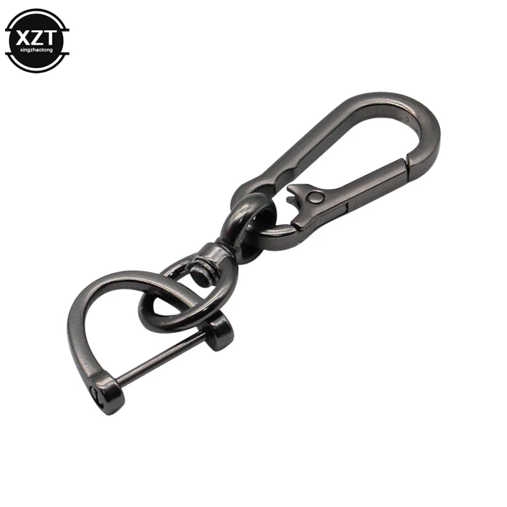 360 Degree D Shape Rotating Horseshoe Buckle Leather Braided Car Keychain | Auto Key Ring Pendant