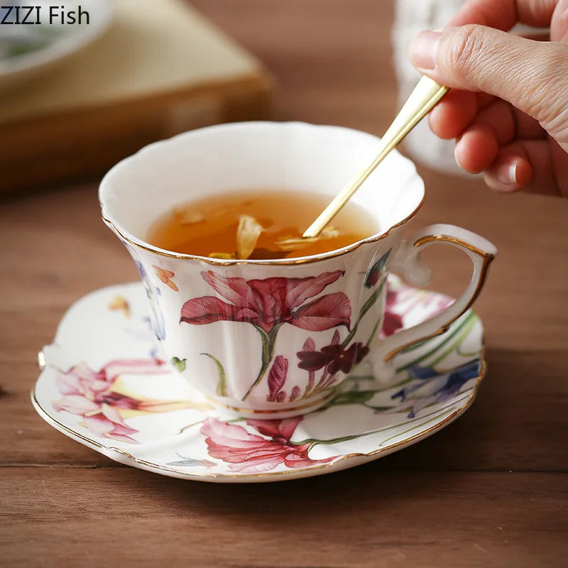 DecorBites™ Iris Flower Porcelain Coffee Mug Tea Cup Tableware Set