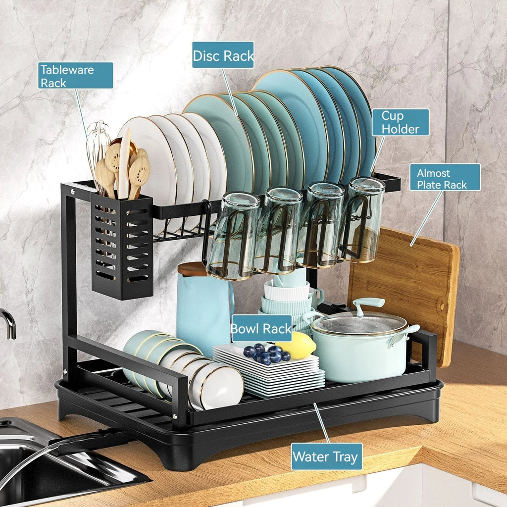 DecorBites™ Double-layer Dish Drying Rack Kitchen Sink Organizer Drainboard Storage