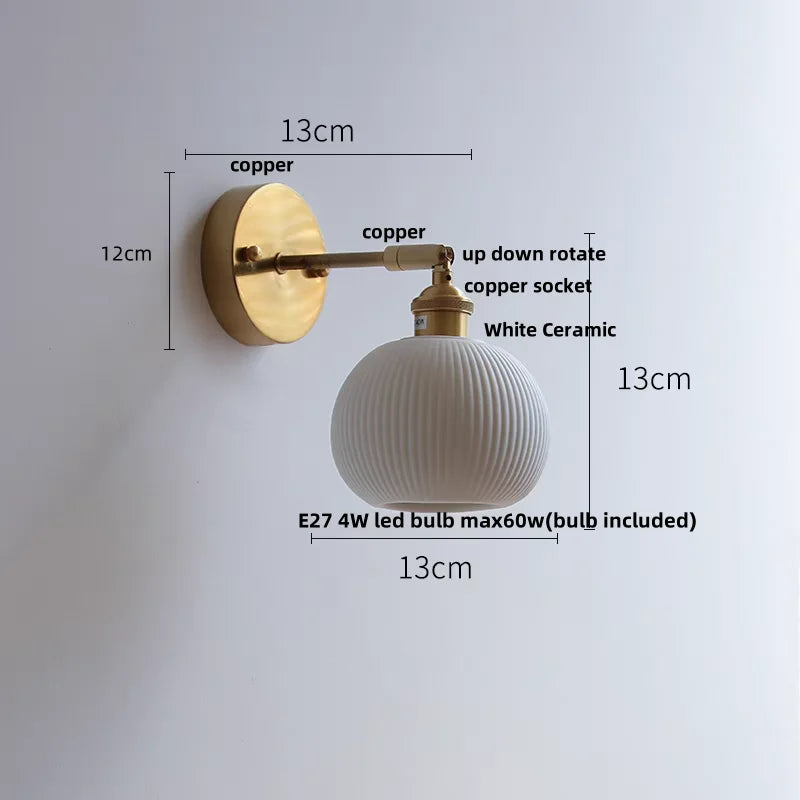 DecorBites™ Ceramic Canopy LED Wall Sconce Modern Bedroom Light Fixture