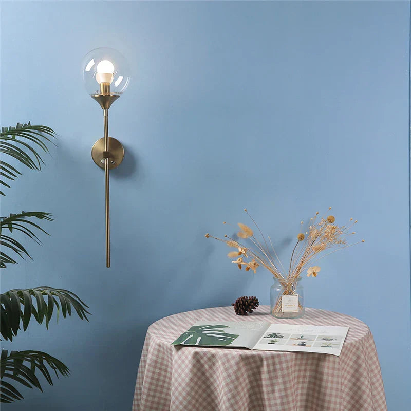 DecorBites™ Golden Glass Ball LED Wall Light with Touch Switch