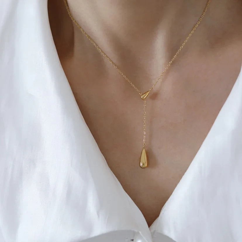 Teardrop Necklace Waterdrop Pendant | Minimalist Stainless Steel Jewelry for Women