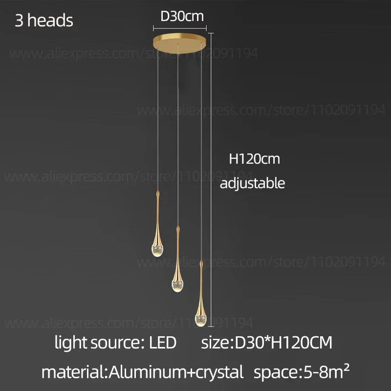 Modern gold decorbites crystal chandelier for living room staircase