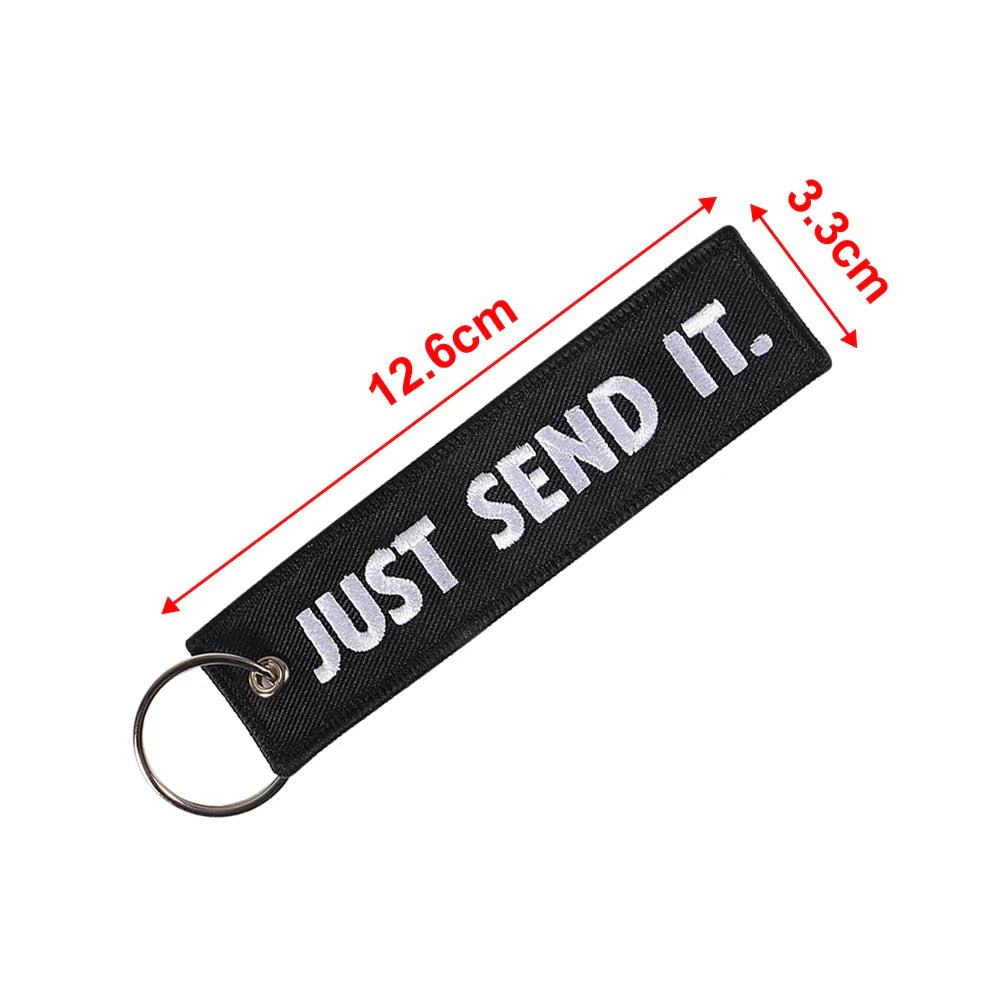 JUST SEND IT Keychains | 5-Pack Luggage Tag and Key Ring Set