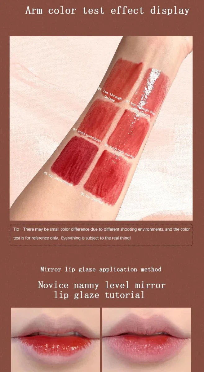 Long-Lasting Lip Gloss - Moisturizing Waterproof Mirror Finish
