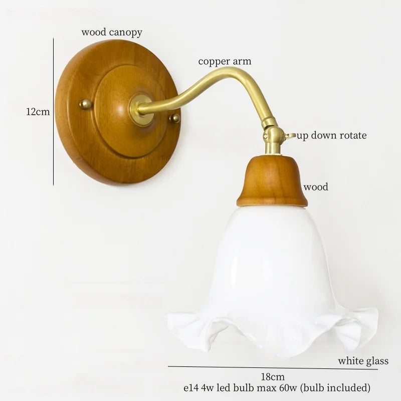 DecorBites™ French Vintage Copper Glass LED Wall Sconce for Bedroom Living Room Mirror