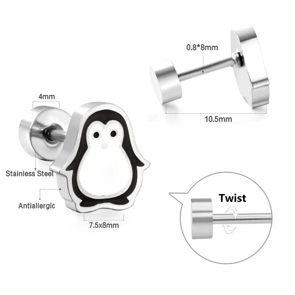 Cute Acrylic Animal Stud Earrings | Surgical Steel Hypoallergenic Earrings for Women and Girls