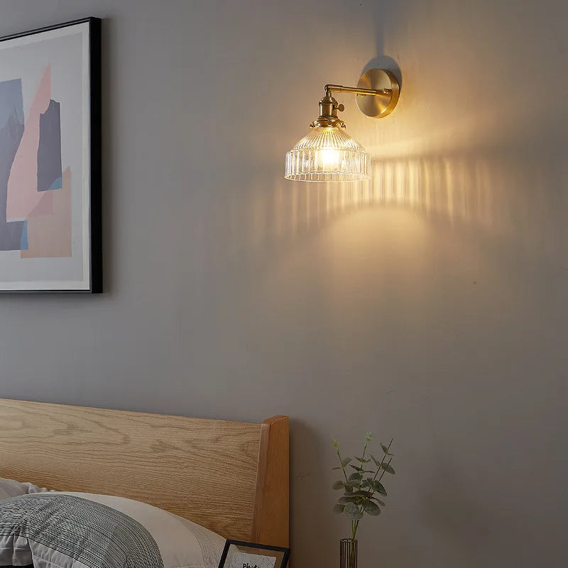 DecorBites™ Clear Glass Copper Socket LED Wall Lamp with Pull Chain Switch
