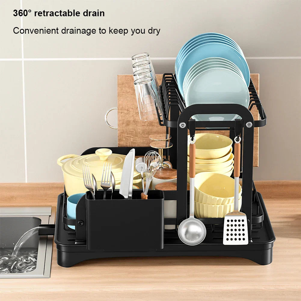 DecorBites™ 2 Tier Dish Drainer Storage Rack for Kitchen Countertop Organization