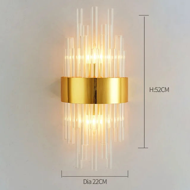 DecorBites™ Golden Crystal Wall Lamp: Elegant LED Sconce for Bedroom, Living Room, Bathroom