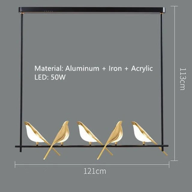 DecorBites™ Gold Magpie Bird Ceiling Chandelier | Modern LED Ring Light for Dining Room & Decor