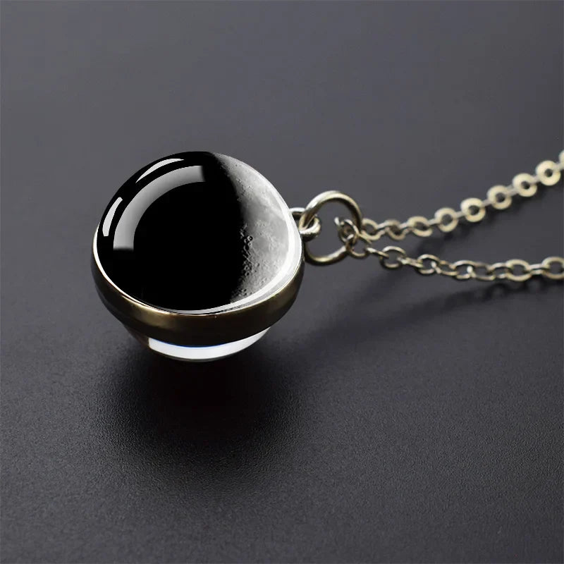 Solar System Glass Ball Pendant Necklace | Astronomy Galaxy Jewelry